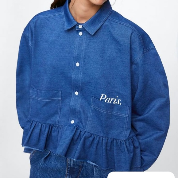 Zara Tops - Zara Classic Blue Denim Shirt